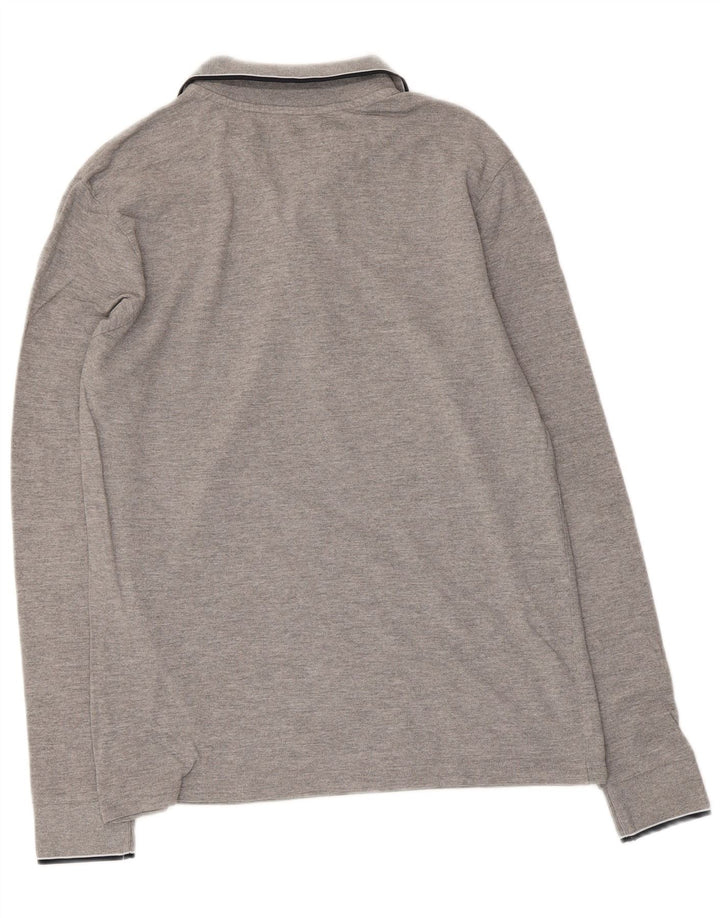 KAPPA Herren-Langarm-Poloshirt aus mittelgrau gesprenkelter Baumwolle
