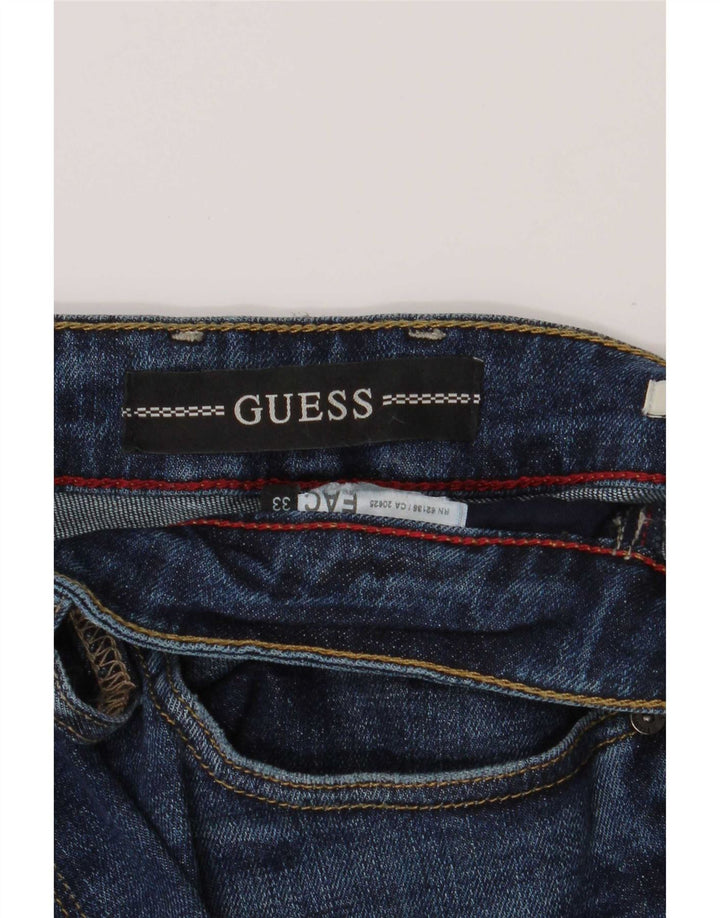 Guess Herren Distressed Slim Straight Jeans W33 L32 Blau