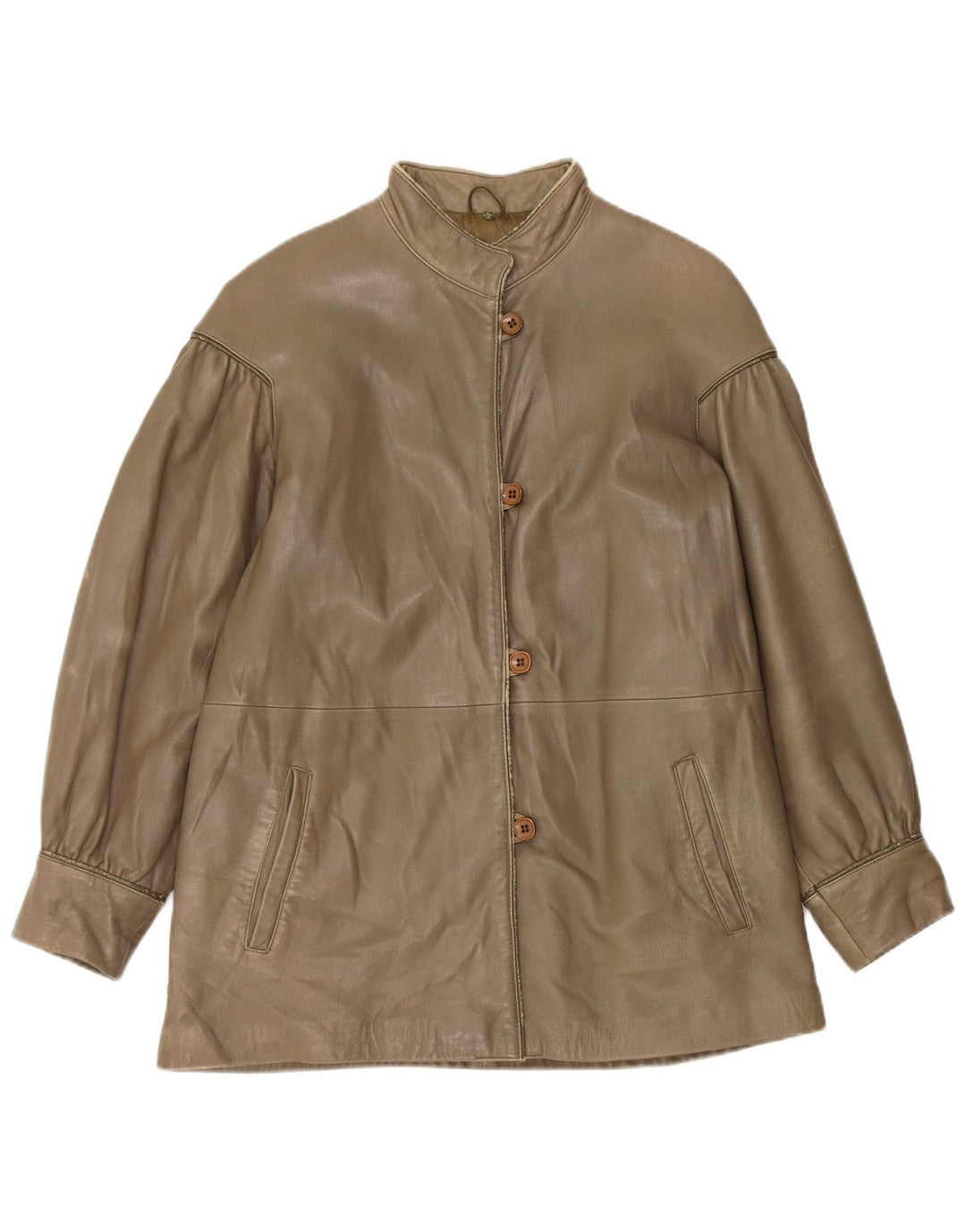 Vintage Damen Lederjacke IT 44 Medium Khaki Leder