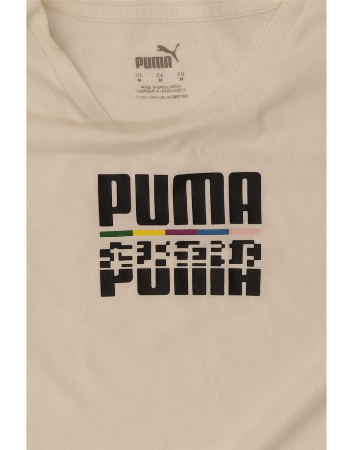 Puma Herren Grafik T-Shirt Top Mittelweiß
