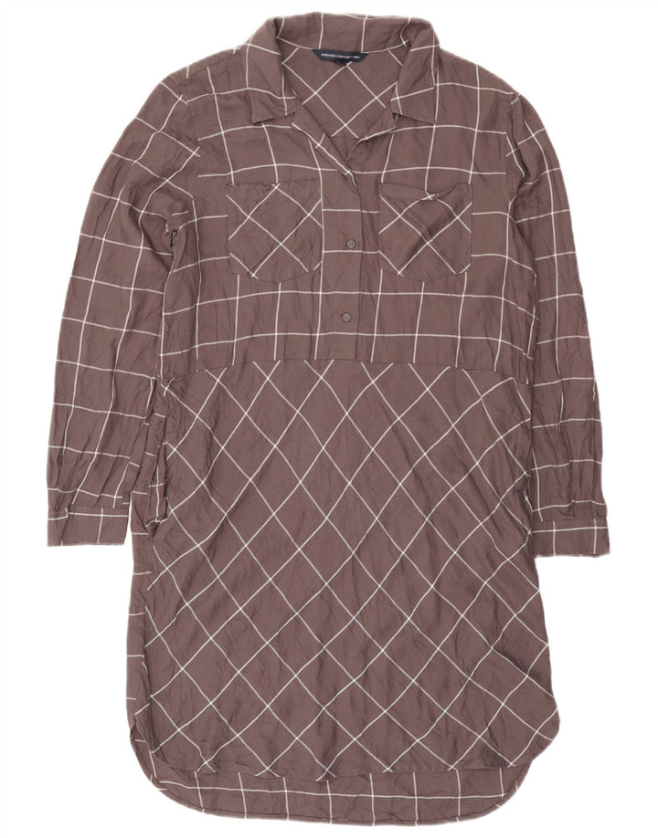 French Connection Damen-Etuikleid mit langen Ärmeln, Gr. 10, klein, grau kariert