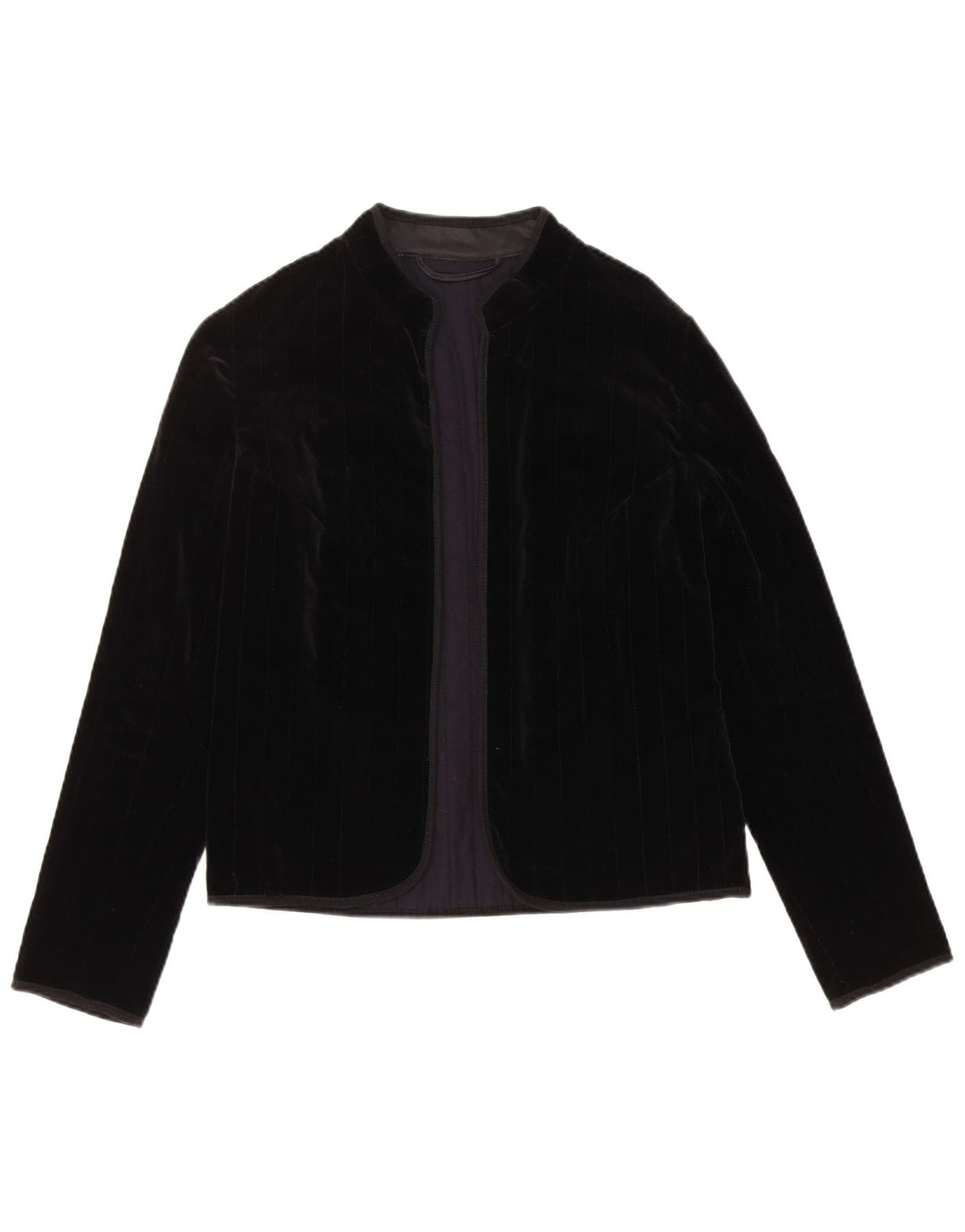 VINTAGE Offene Samt-Blazerjacke für Damen, UK 12, Mittelschwarz