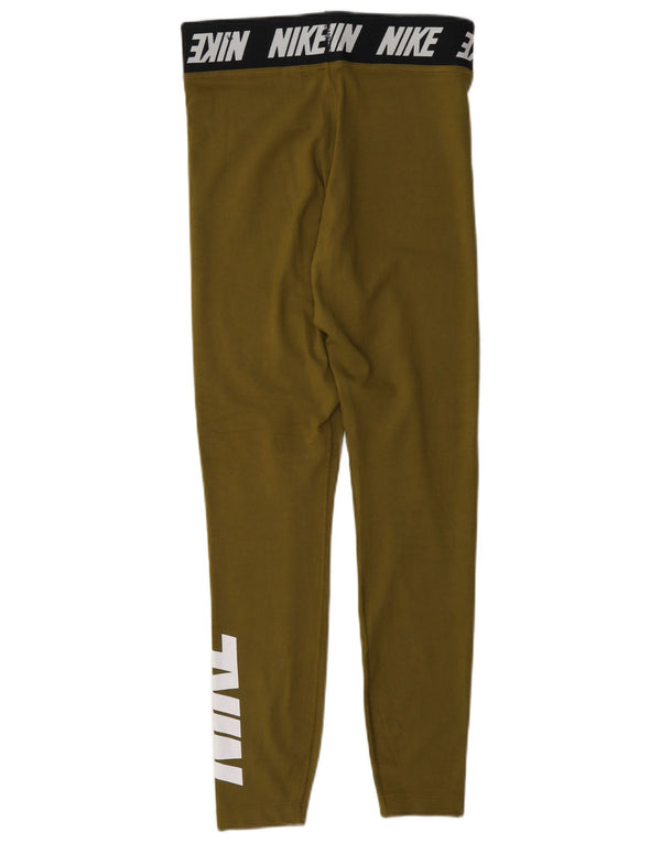 Nike Womens Graphic Leggings UK 10 Small Khaki Colourblock Baumwolle