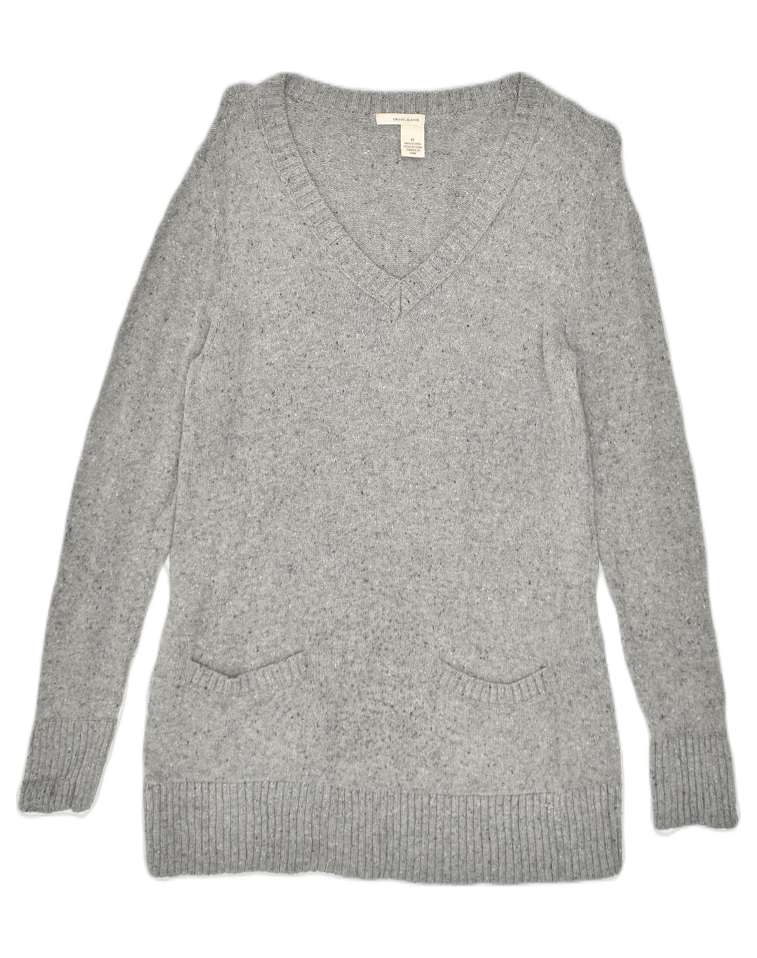 DKNY Womens V-Neck Jumper Sweater UK 14 Medium Grey Flecked | Vintage Dkny | Thrift | Second-Hand Dkny | Used Clothing | Messina Hembry 