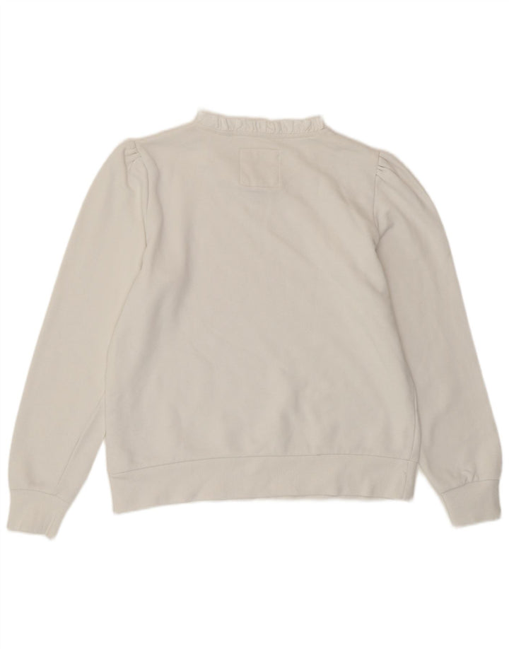 CREW CLOTHING Damen Sweatshirt-Pullover UK 12 Mittelweiße Baumwolle