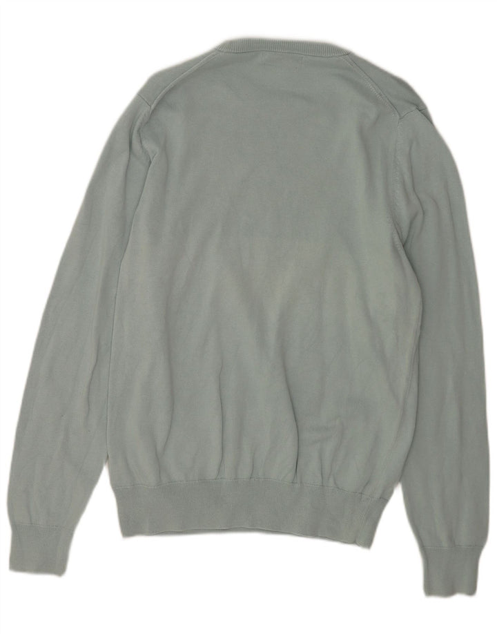 Marks & Spencer Herren-Pullover mit Rundhalsausschnitt, mittelblaue Baumwolle