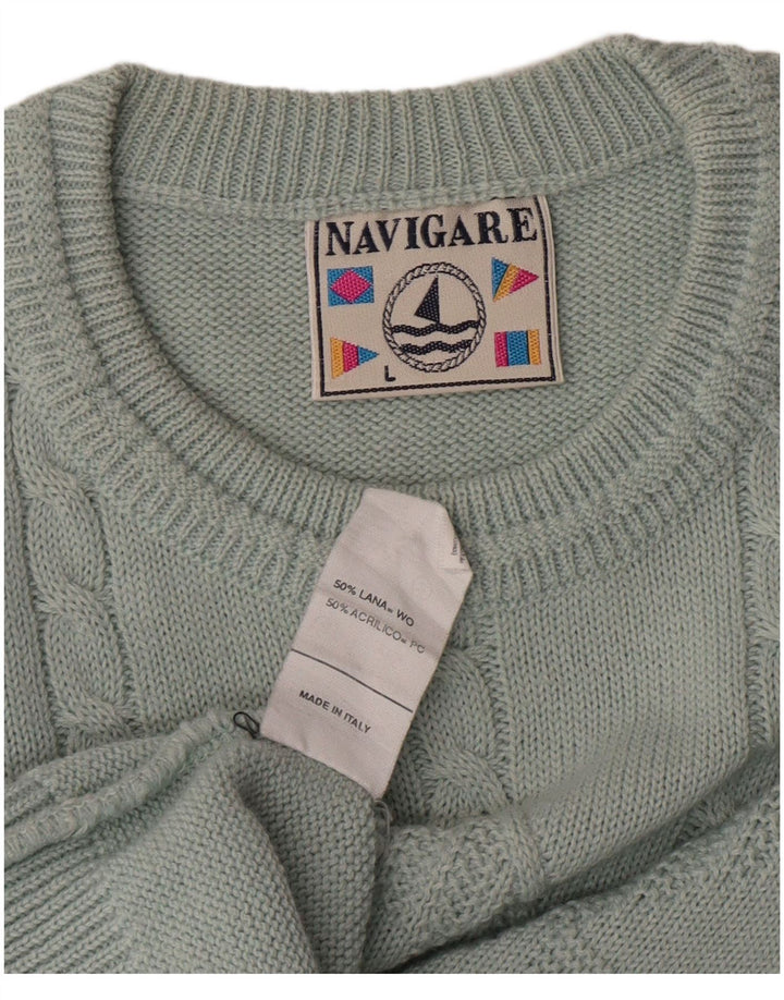 NAVIGARE Herren-Pullover mit Rundhalsausschnitt, groß, grün, Argyle/Diamant, klassisch