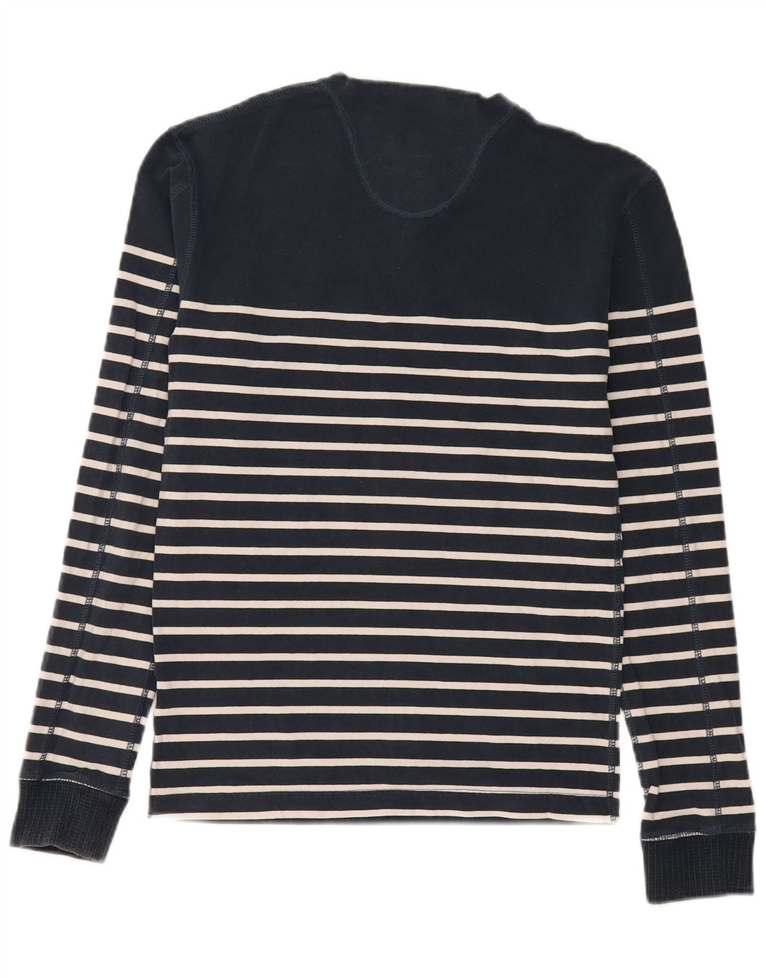 Superdry Herren-Oberteil, langärmelig, mittelmarineblau, gestreift, Baumwolle, normal