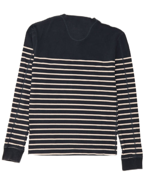 Superdry Herren-Oberteil, langärmelig, mittelmarineblau, gestreift, Baumwolle, normal