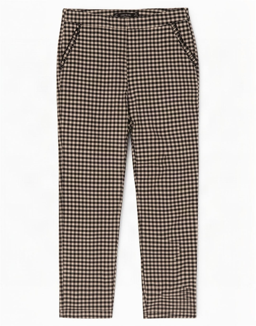 Schmale, kurze Hose von Zara für Damen, mittelgroß, W28, L26, schwarze Gingham-Baumwolle
