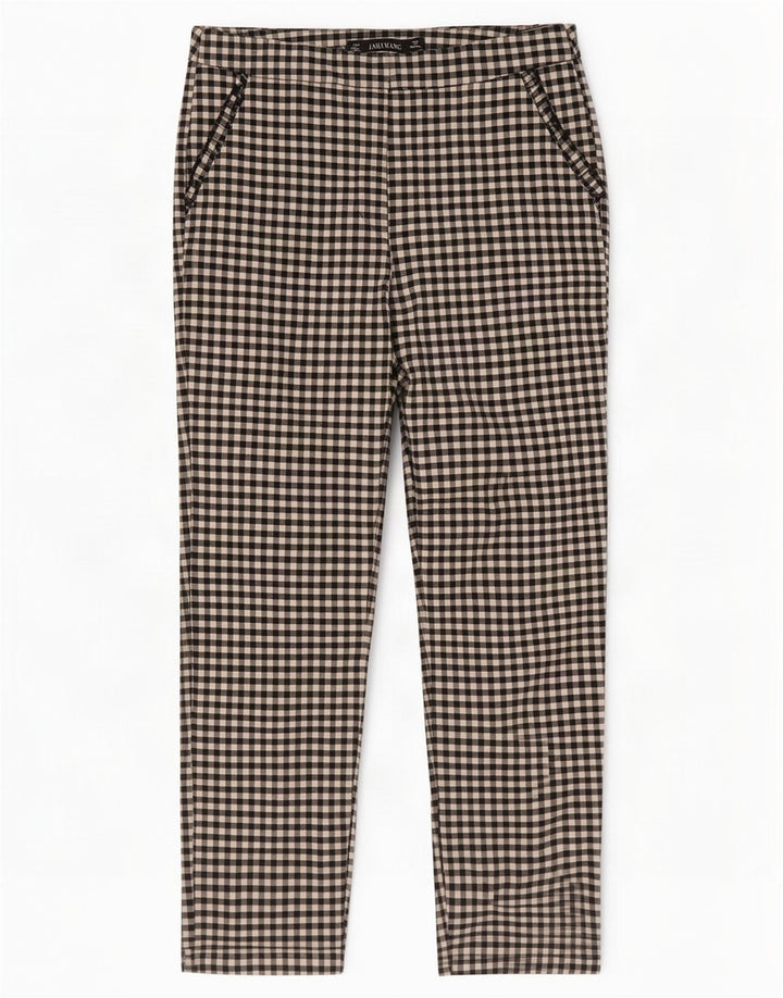 Schmale, kurze Hose von Zara für Damen, mittelgroß, W28, L26, schwarze Gingham-Baumwolle