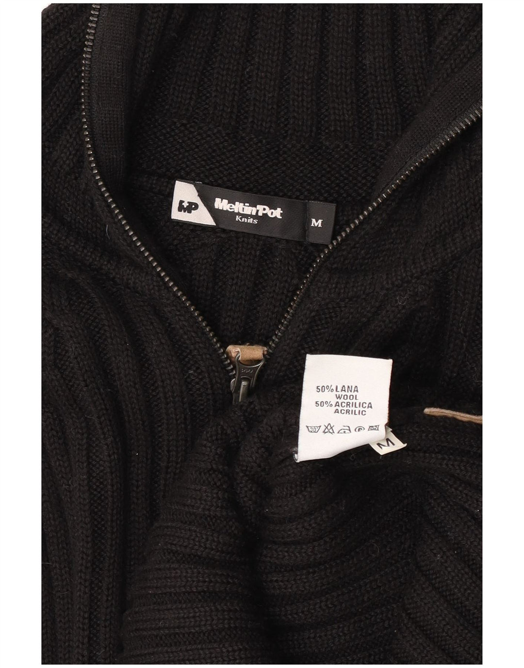 Meltin' Pot Herren-Strickjacke aus mittelschwarzer Wolle