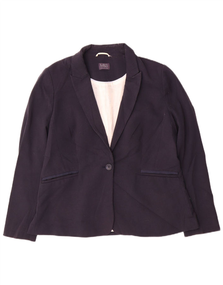 Marks & Spencer Damen 1-Knopf-Blazerjacke UK 16 Large Marineblau