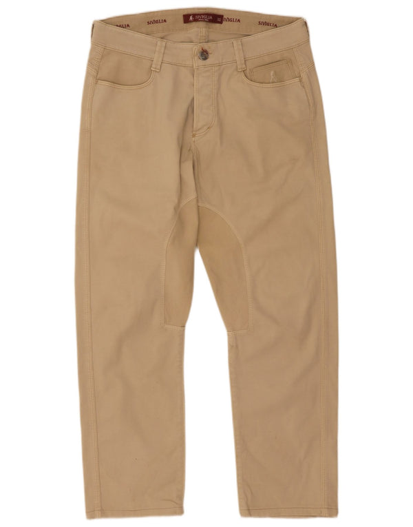 SIVIGLIA Gerade Freizeithose für Damen W32 L27 Beige Baumwolle