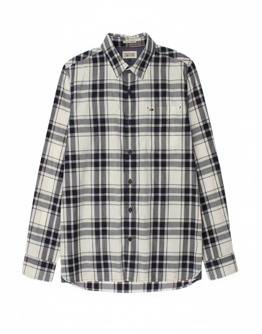 TOMMY HILFIGER Mens Shirt Medium Grey Check Cotton