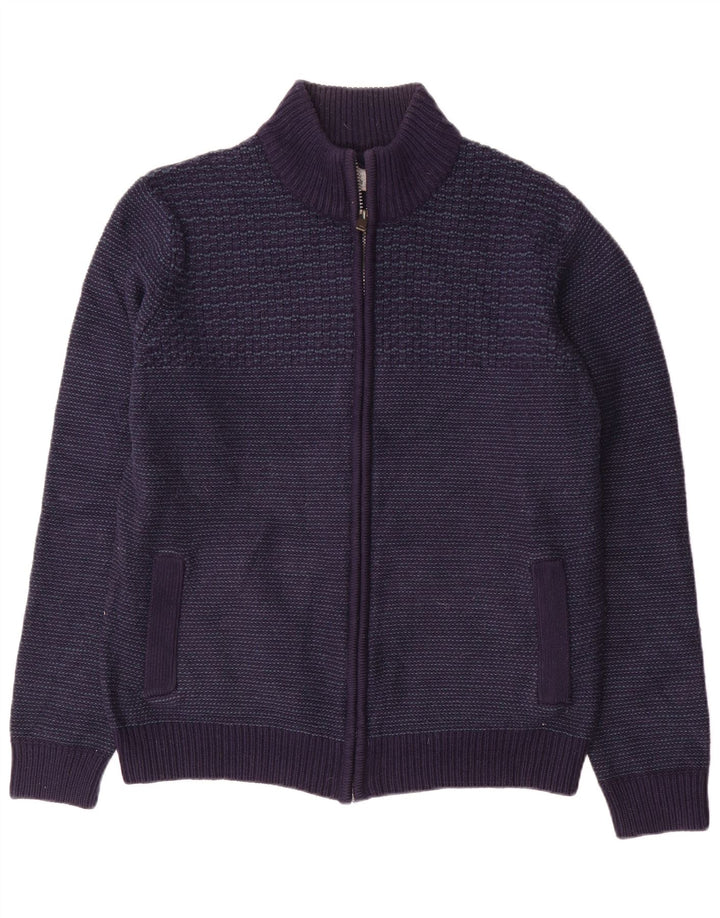 Marks & Spencer Herren-Strickjacke mit normaler Passform, Mittelblau, Acryl