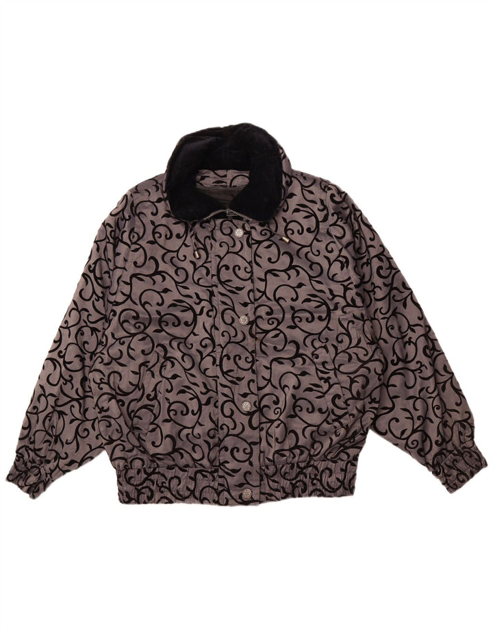 LONDON FOG Damen Übergroße Windjacke UK 14 Mittelgrau geblümt