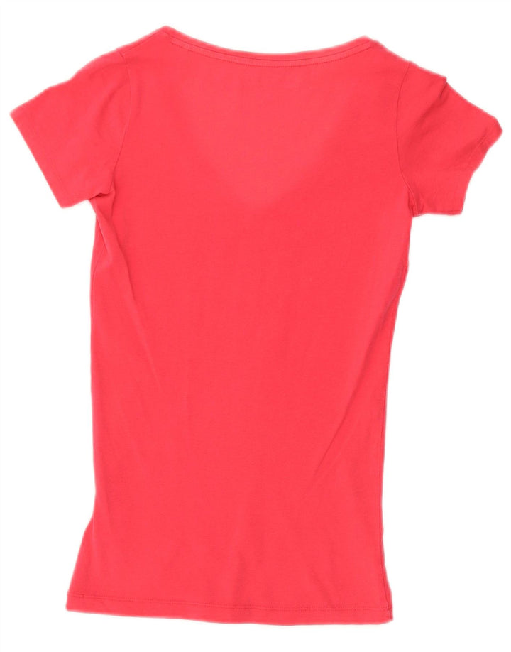 GUESS Damen Grafik T-Shirt Top UK 4 XS Rosa Baumwolle