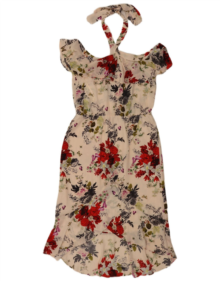 Oasis Neckholder-Kleid für Damen, UK 12, Mittel, gebrochenes Weiß, Blumenmuster, Polyester