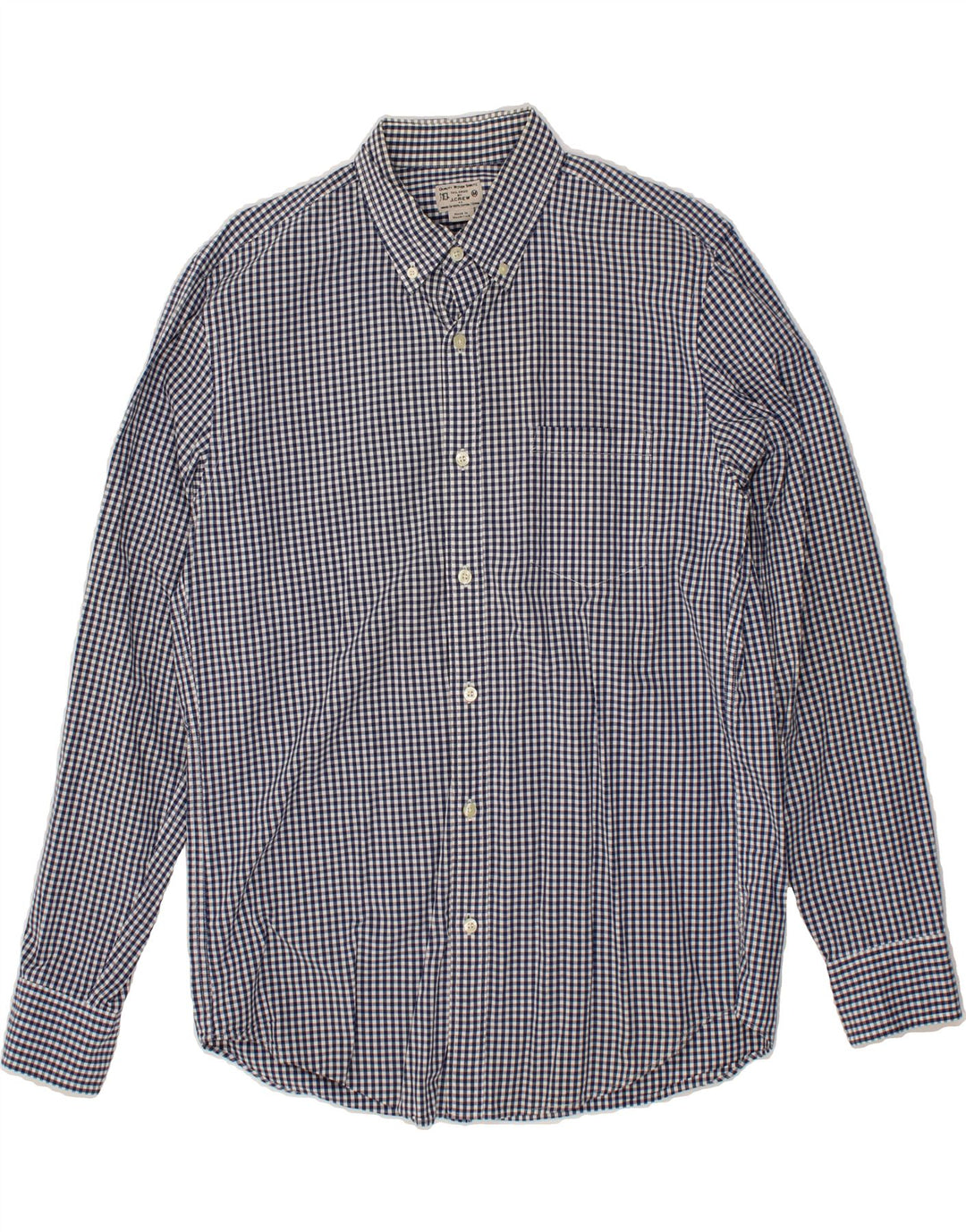 J. CREW Mens Tailored Shirt Medium Navy Blue Gingham Cotton Vintage J. Crew and Second-Hand J. Crew from Messina Hembry 