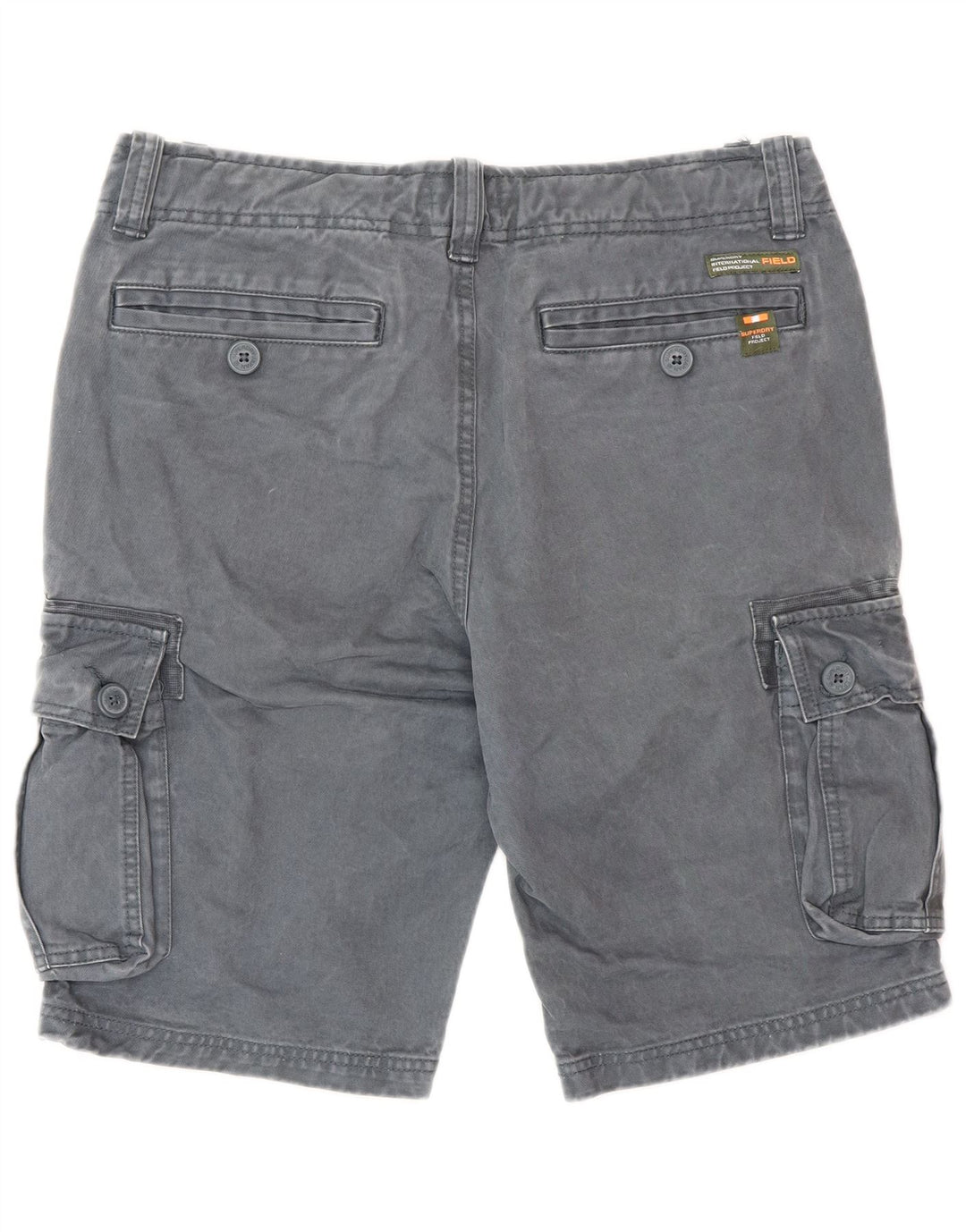 SUPERDRY Herren-Cargo-Shorts, mittelgroß, W32, graue Baumwolle