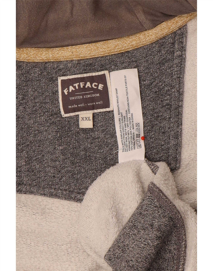 Fat Face Herren-Kapuzenpullover mit Reißverschluss, 2XL, graue Baumwolle