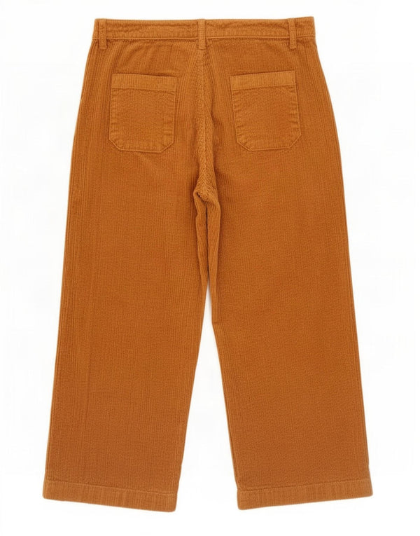 Fat Face Damen-Cordhose mit weitem Bein, bauchfrei, Gr. 16, Größe L, W34, L23, Braun