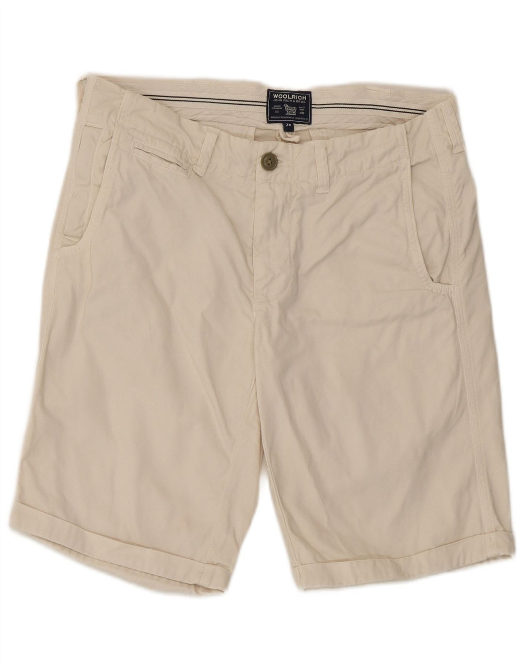 Woolrich Herren-Chino-Shorts, W29, Größe S, cremefarbene Baumwolle