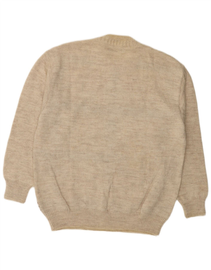 MALAGRIDA Herren-Pullover mit Rundhalsausschnitt, Größe L, Beige, Fair Isle
