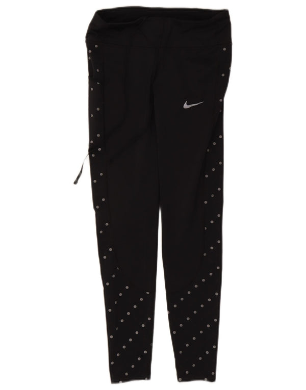Nike Damen Leggings UK 8 Small Schwarz gepunktetes Polyester