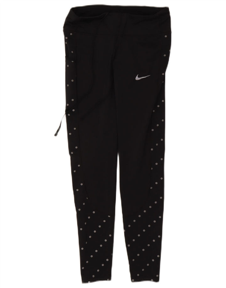 Nike Damen Leggings UK 8 Small Schwarz gepunktetes Polyester