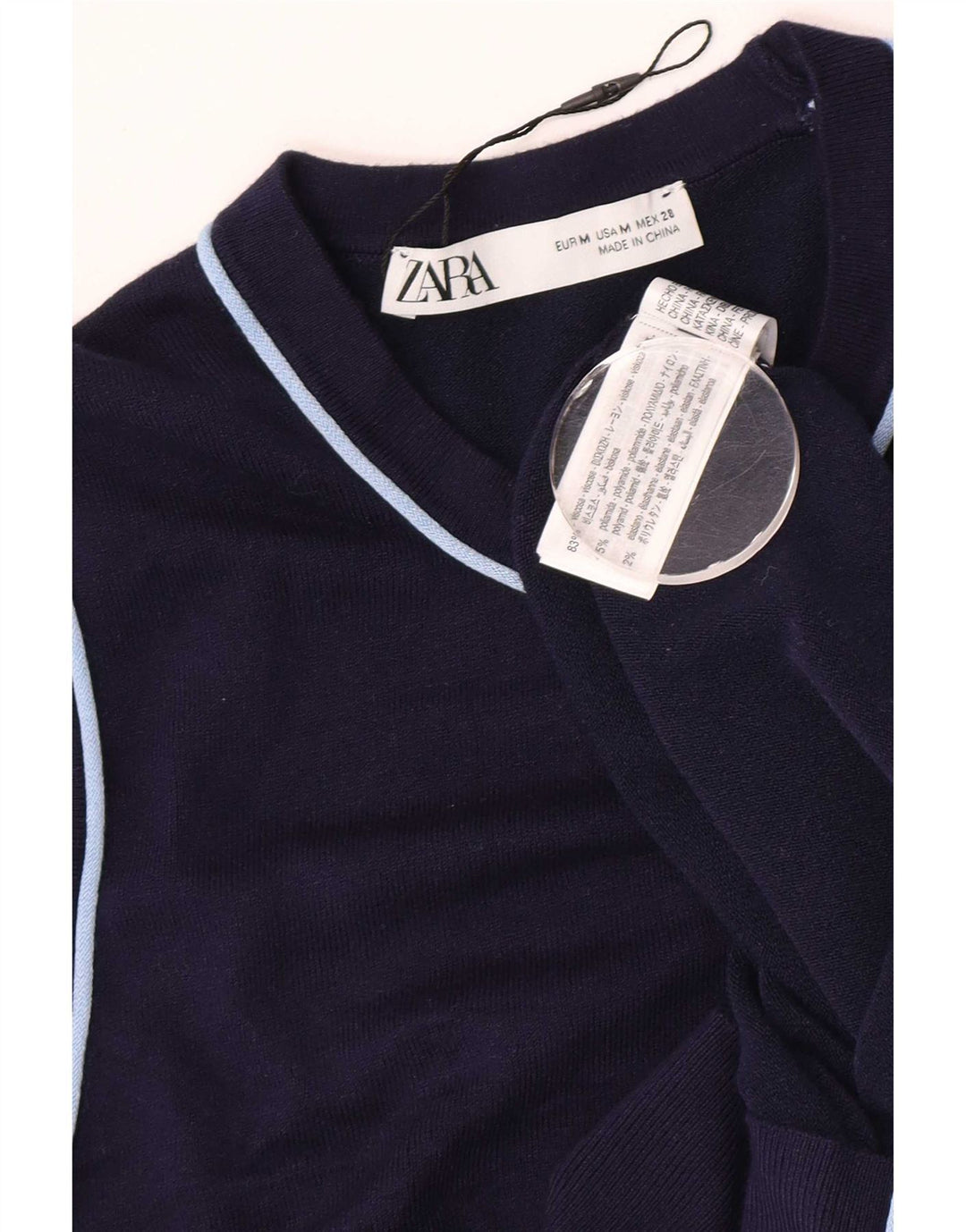 Zara Damen Weste Tank Top UK 12 Medium Marineblau Viskose