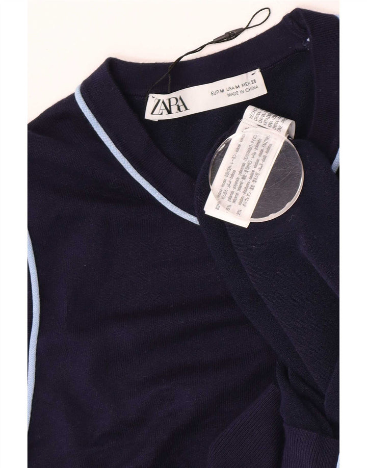 Zara Damen Weste Tank Top UK 12 Medium Marineblau Viskose