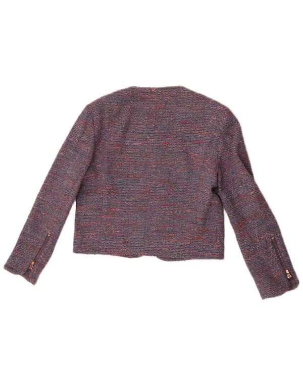 French Connection Damen Crop Blazer Jacke UK 10 Small Blau meliert