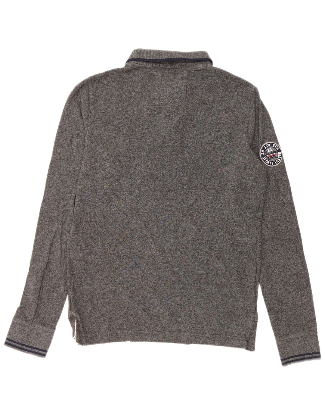 Superdry Herren Classic Graphic Langarm-Poloshirt aus mittelgrauer Baumwolle