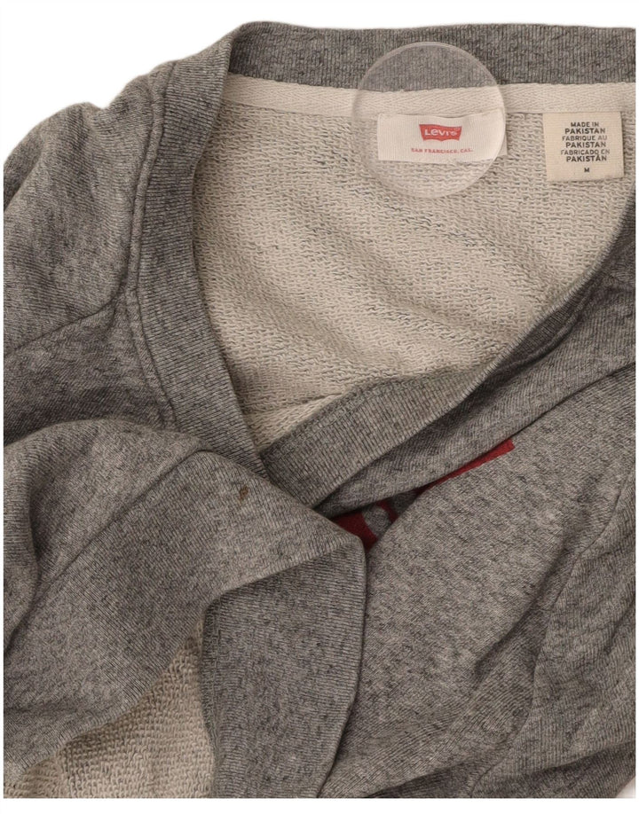 LEVI'S Damen Grafik-Sweatshirt-Pullover UK 14 Mittelgrau meliert