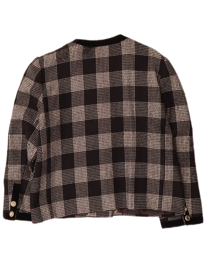 Vintage Damen 5-Knopf-Blazerjacke UK 14 Medium Black Houndstooth
