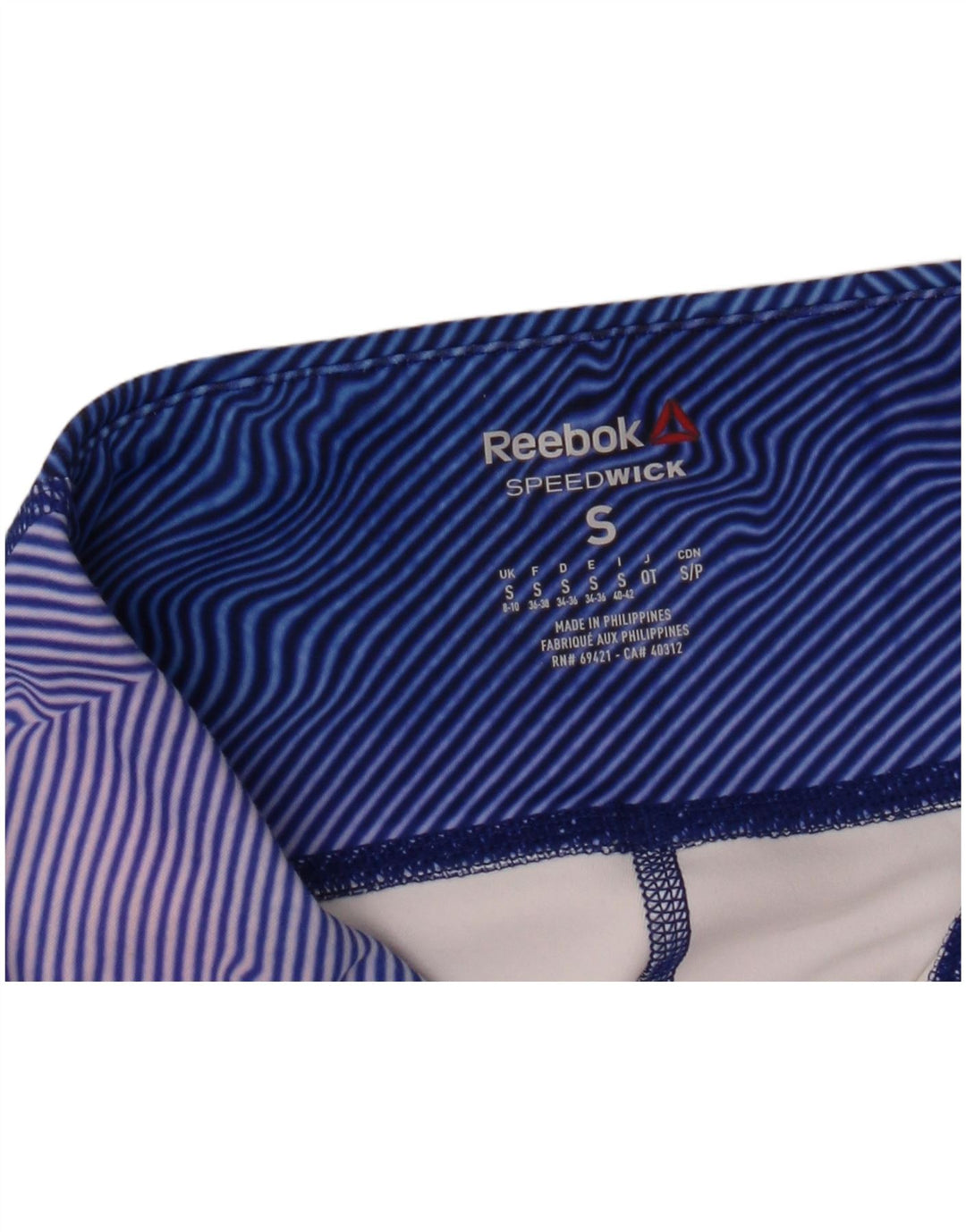 Reebok Damen Capri-Leggings UK 8/10 Small Blau gestreift