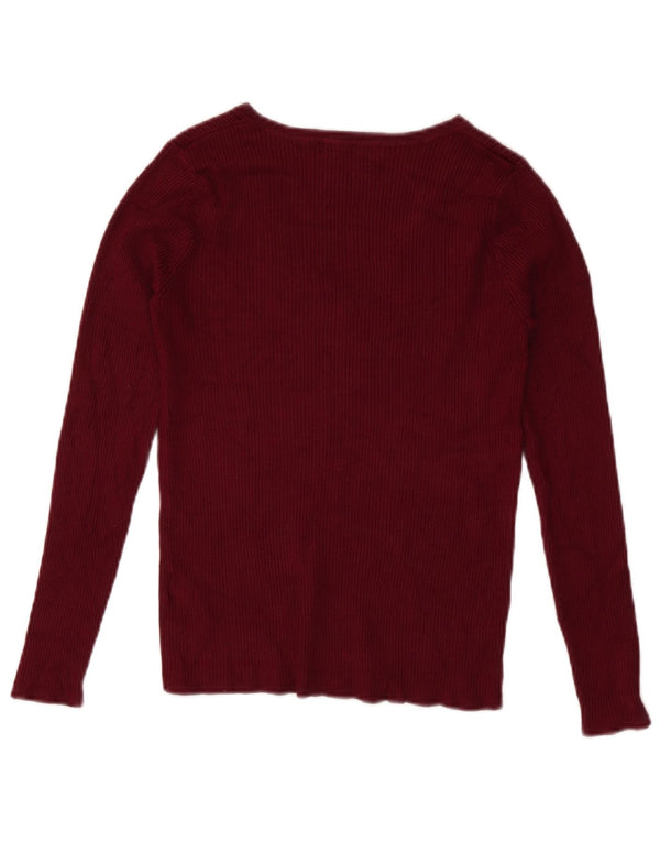 Marks & Spencer Damen-Pullover mit V-Ausschnitt, UK 10, Größe S, Burgunderrot, Viskose