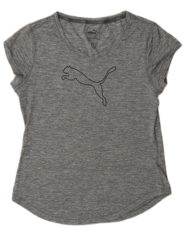 Puma Womens Graphic T-Shirt Top UK 14 Large Grau meliert