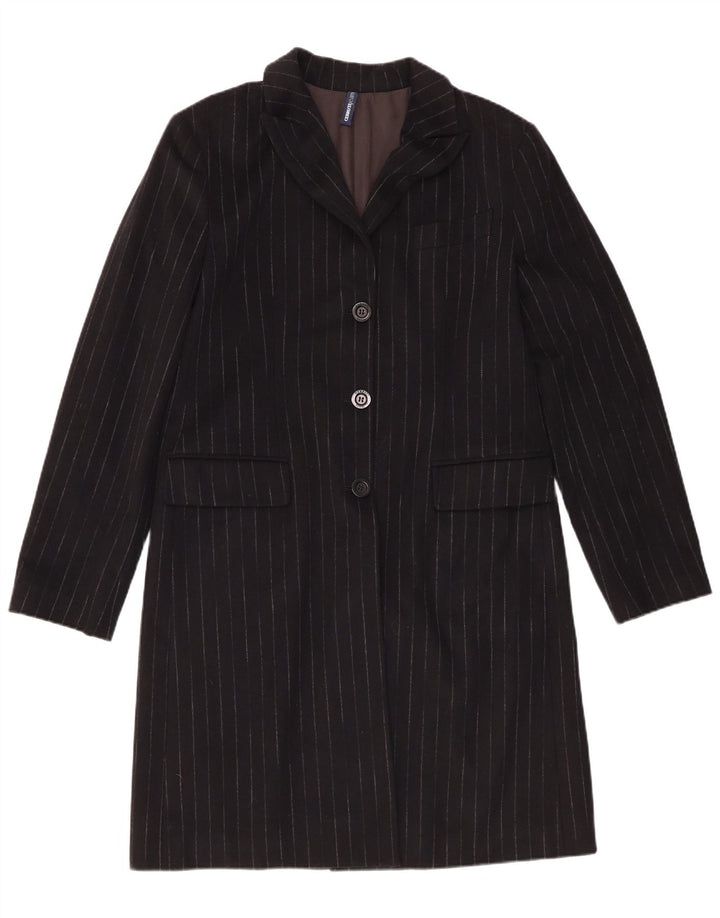 Cerruti Damen Longline 3-Knopf-Blazerjacke EU 46 XL Schwarzer Nadelstreifen