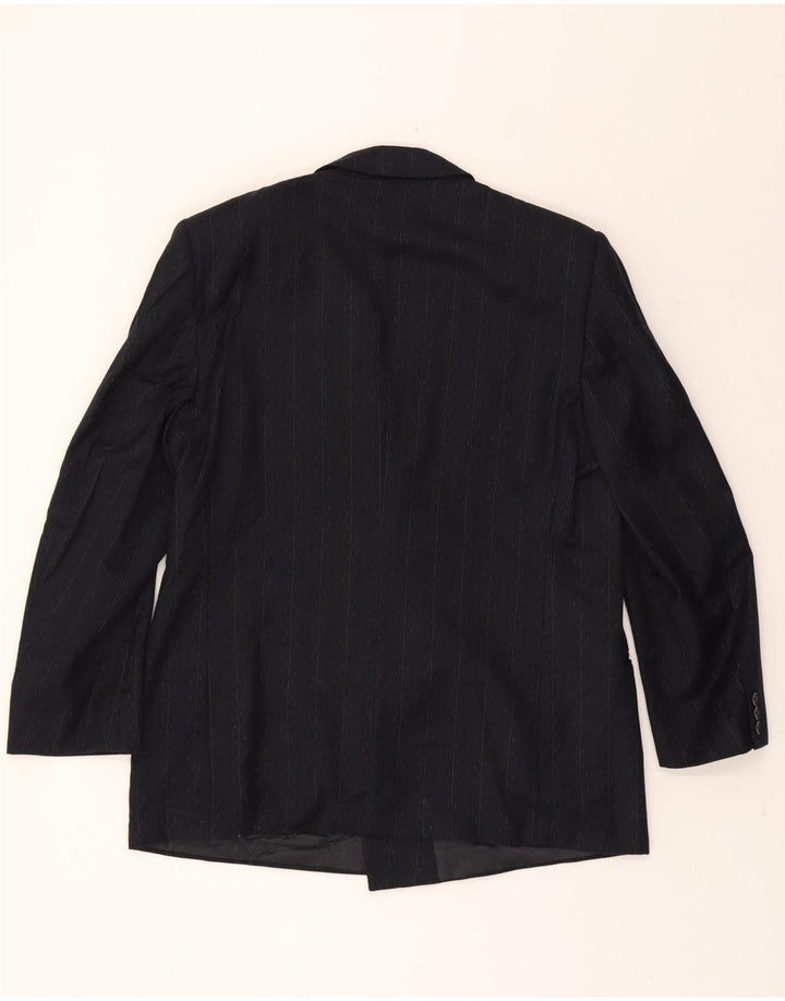 ISSIMO Mens Double Breasted Blazer Jacket UK 40 Large Navy Blue Striped Vintage Issimo and Second-Hand Issimo from Messina Hembry 