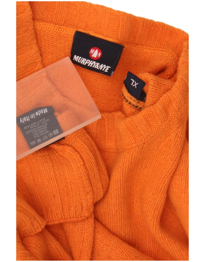 Murphy & Nye Herren-Pullover mit Rundhalsausschnitt, XL, orange Wolle