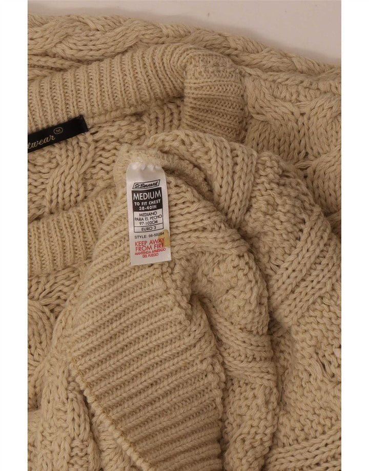St. Bernard Herren-Pullover mit Rundhalsausschnitt, mittelbeigefarbenes Acryl