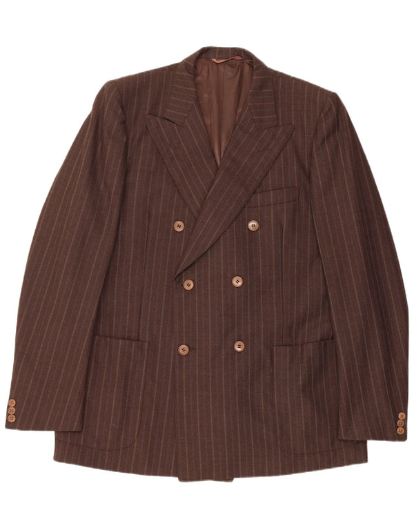 Vintage Herren Zweireiher Blazer Jacke IT 54 2XL Braun gestreift