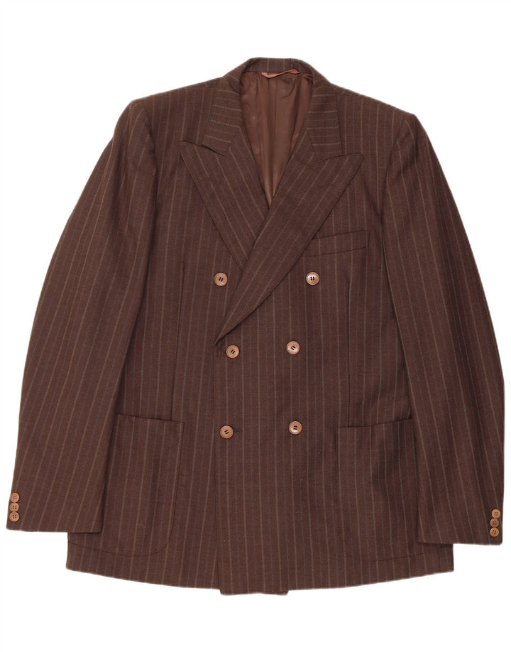 Vintage Herren Zweireiher Blazer Jacke IT 54 2XL Braun gestreift