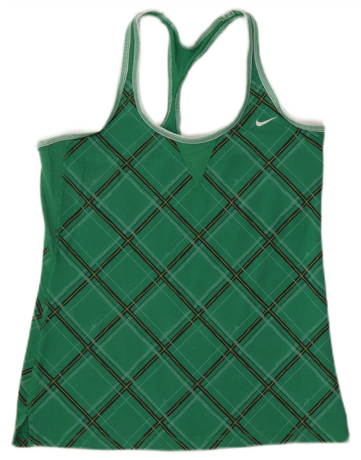 NIKE Damen-Trägershirt UK 12/14 Mittelgrüne Argyle/Diamant-Baumwolle