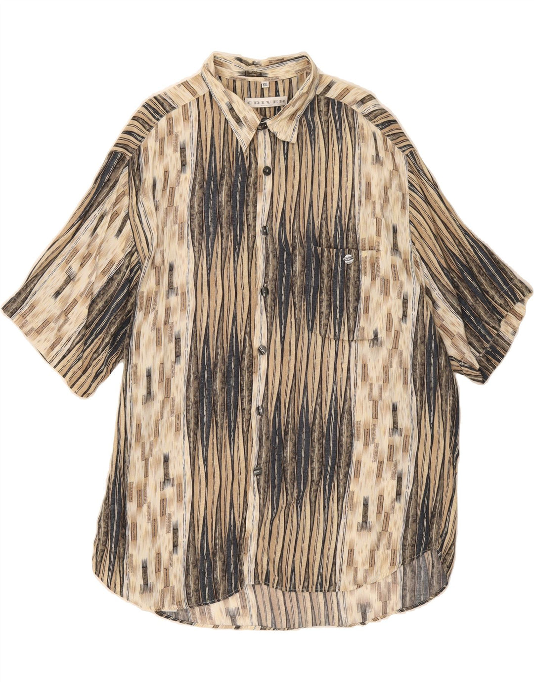 CRIVER Mens Short Sleeve Shirt 2XL Beige Striped Vintage Criver and Second-Hand Criver from Messina Hembry 