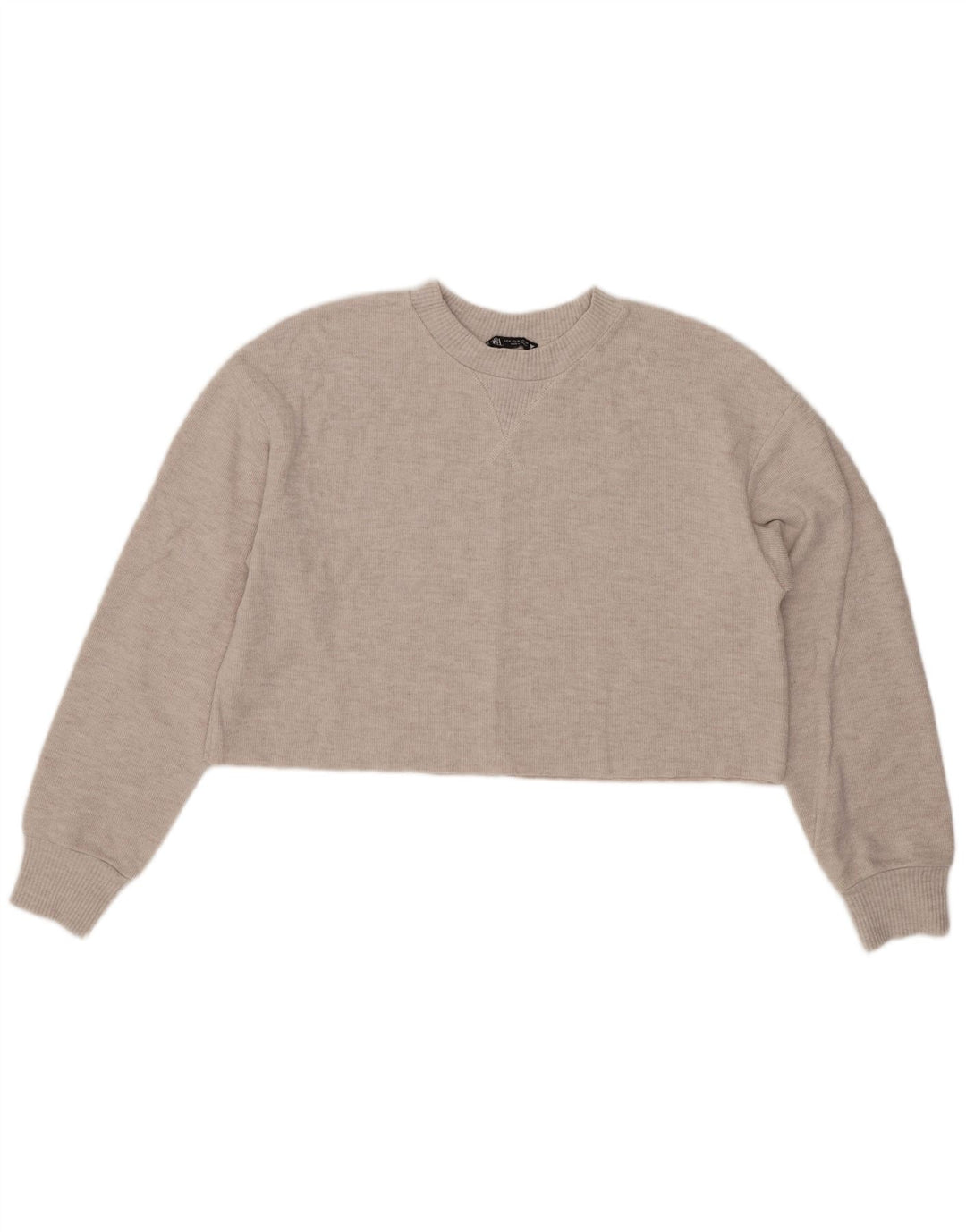 Zara Damen Crop Bluse Top UK 14 Mittelgraues Polyester