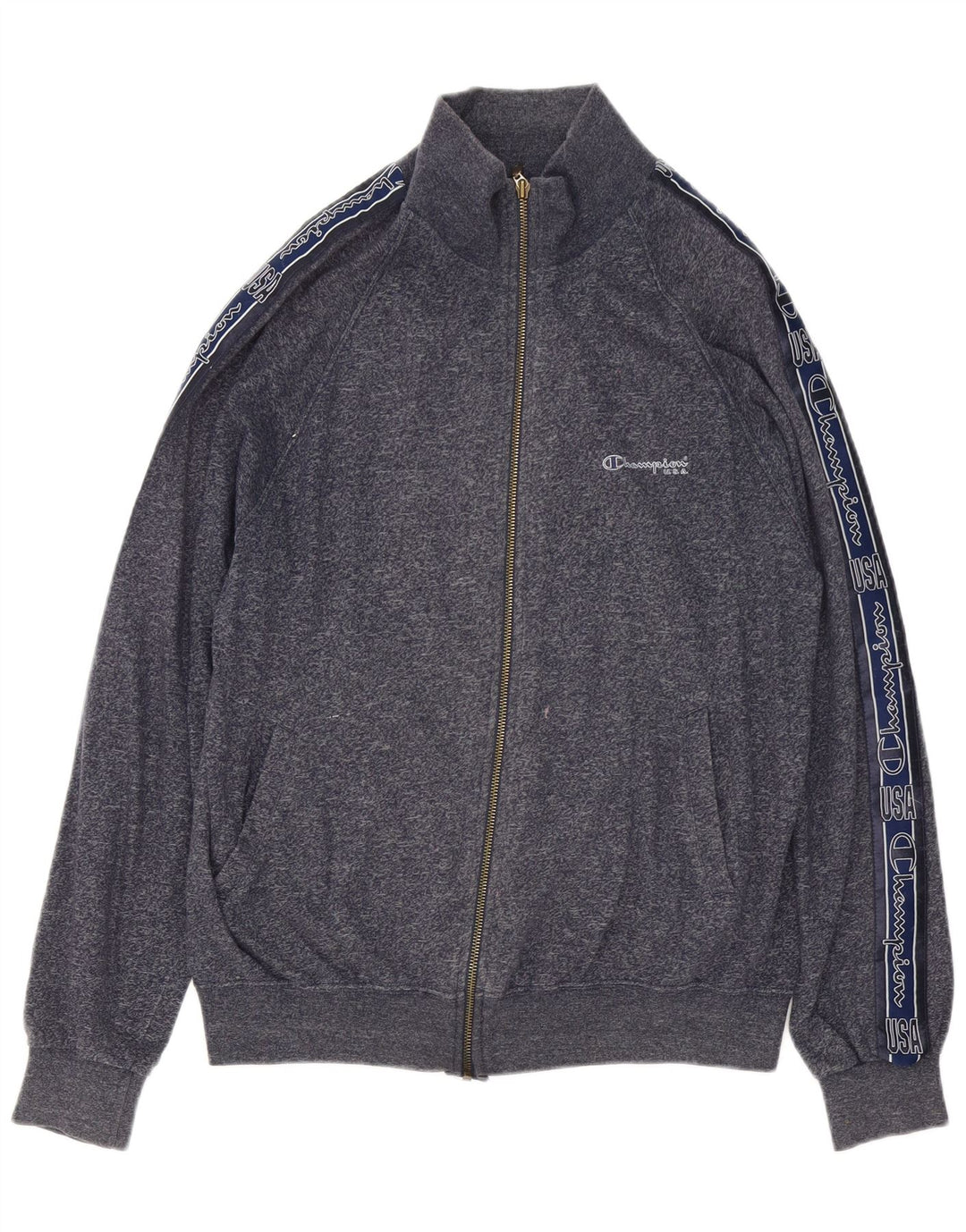 Champion Herren-Trainingsanzugoberteil mit Grafik, groß, marineblau gesprenkelte Baumwolle